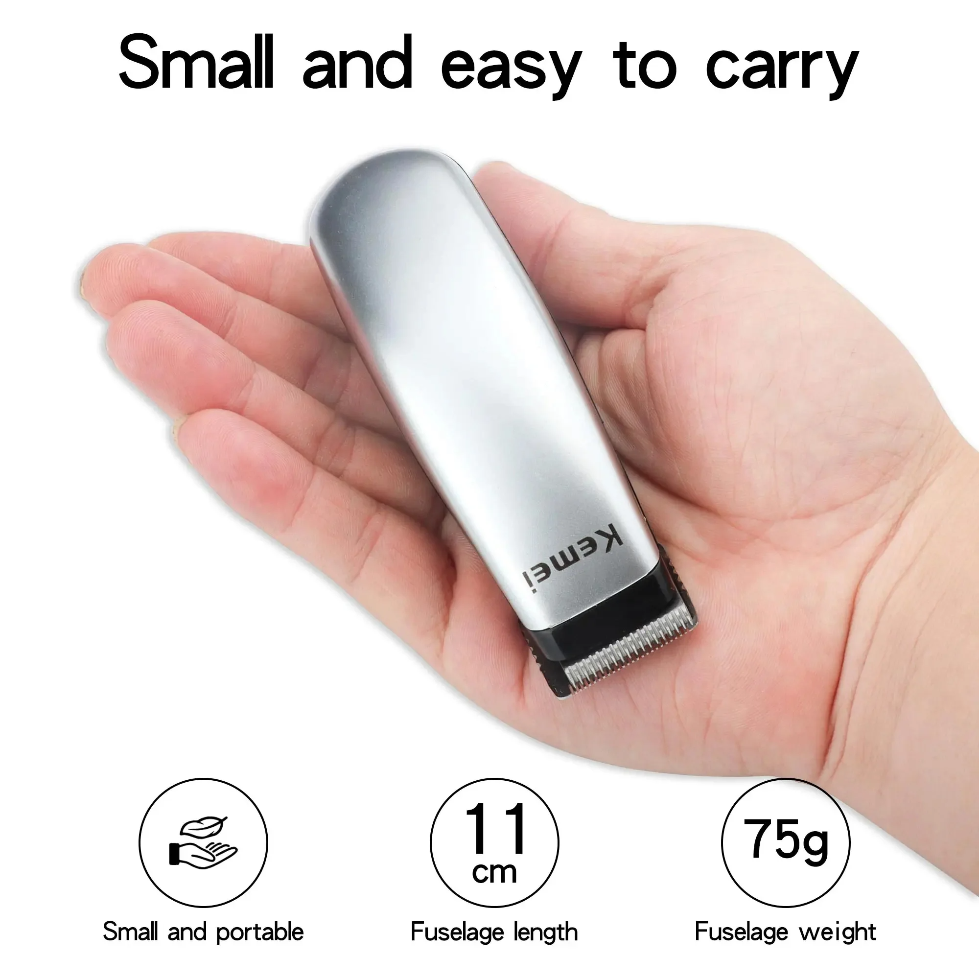 Kemei Newly Design Electric Hair Clipper Mini Hair Trimmer Cutting Machine Beard Barber Razor For Men Style Tools Blue USB Charge