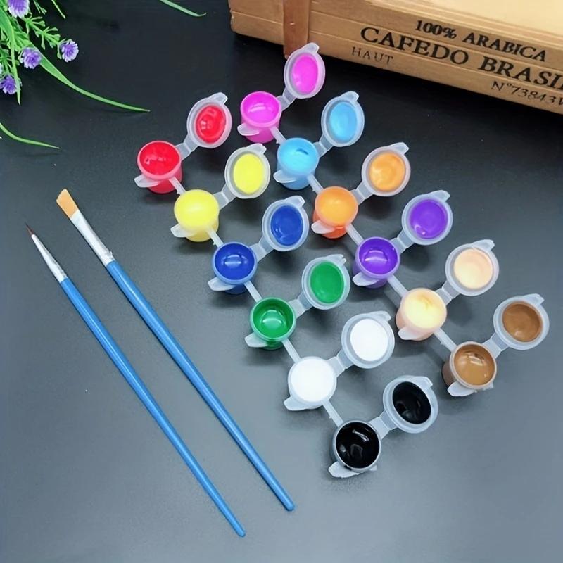 12 Colors Waterproof Acrylic Paint with Brush Portable Paint Strip Kids Graffiti DIY Plaster/Ceramic Coloring Fabric Paint