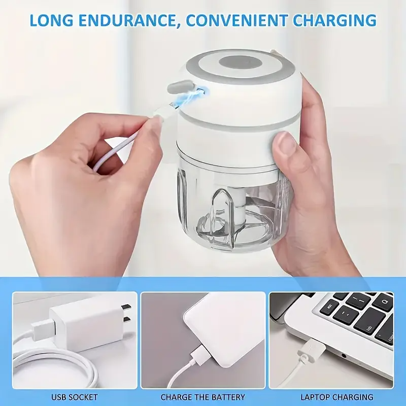 USB-Powered Mini Electric Garlic Chopper & Meat Grinder 100/250ml | Durable Plastic Kitchen Gadget for Garlic, Ginger, and More, Compact Design for Easy Storage