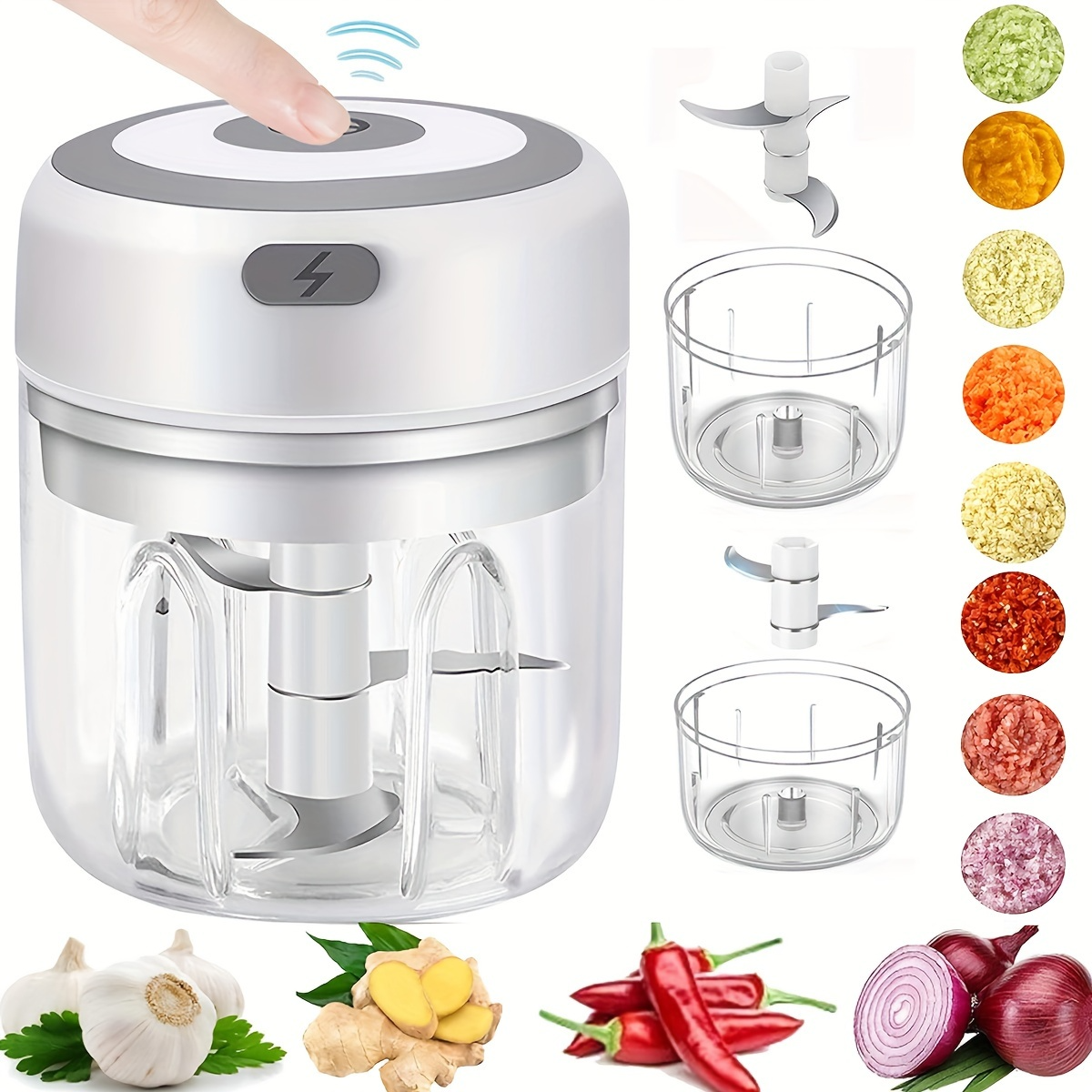 USB-Powered Mini Electric Garlic Chopper & Meat Grinder 100/250ml | Durable Plastic Kitchen Gadget for Garlic, Ginger, and More, Compact Design for Easy Storage