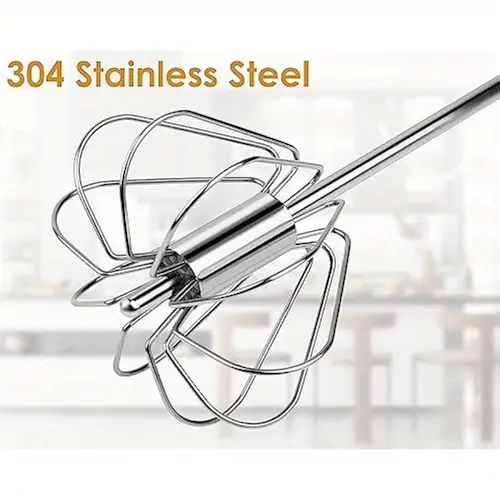 1pc Stainless Steel Hand Push Whisk, Semi-Automatic Egg Whisk, 30cm for Home Blending, Whisking, Beating, Stirring, Rotary Whisk Blender Versatile Milk Frother