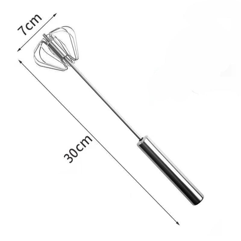 1pc Stainless Steel Hand Push Whisk, Semi-Automatic Egg Whisk, 30cm for Home Blending, Whisking, Beating, Stirring, Rotary Whisk Blender Versatile Milk Frother