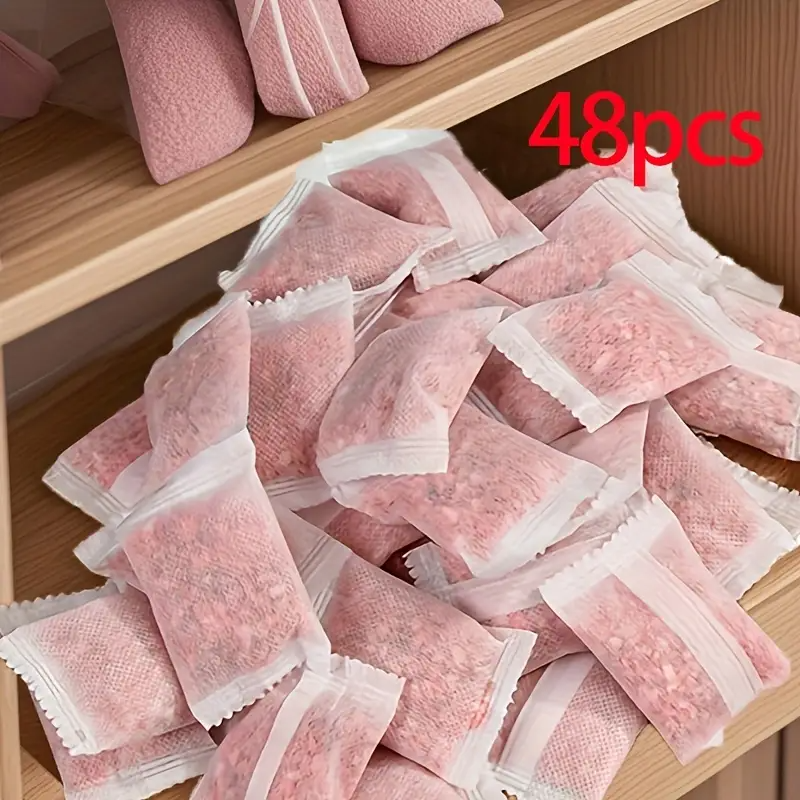 48pcs Rose Fragrance Plastic Wardrobe Fresh Bag-Floral Home Aroma, Red, Hanging Air Purifier Suitable for Closets and Drawers with Long-lasting Scented Paper Inserts