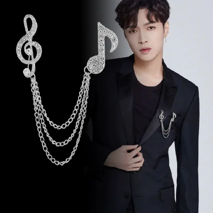 Luxury Crystal Musical Note Brooches Clothing & Accessories Coat Suit Scarves Shawl Badges Lapel Pin Music Teacher Gifts for Men