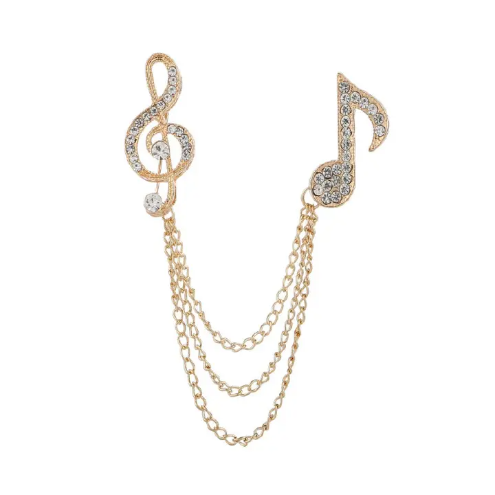 Luxury Crystal Musical Note Brooches Clothing & Accessories Coat Suit Scarves Shawl Badges Lapel Pin Music Teacher Gifts for Men