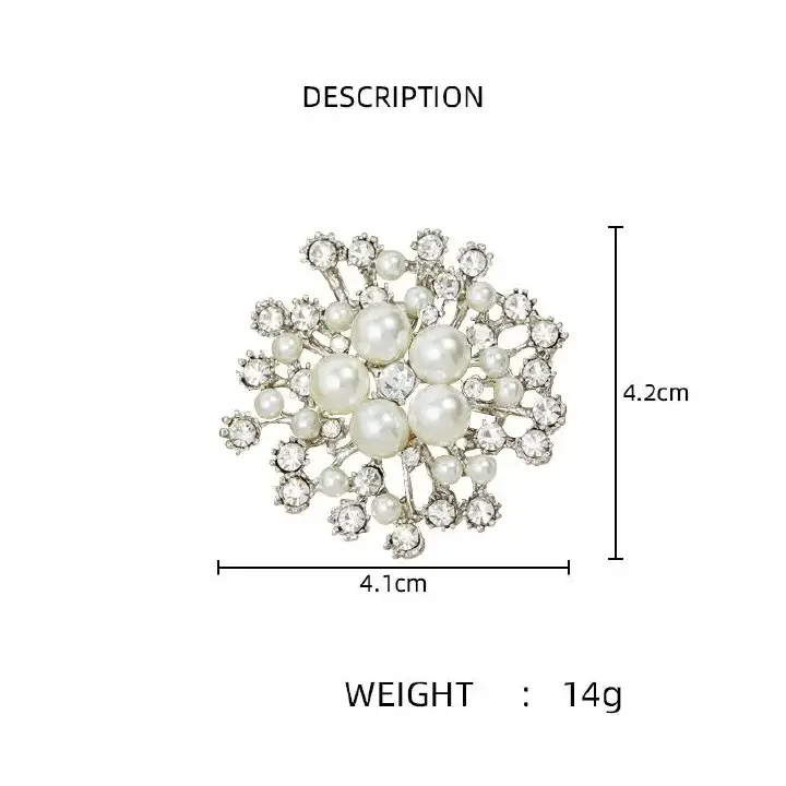 Trendy Classic Elegant Crystal Brooches Pearl Rhinestone Clothing Brooch Luxury Metal Lapel Pins For Lady Wedding Jewelry Gifts