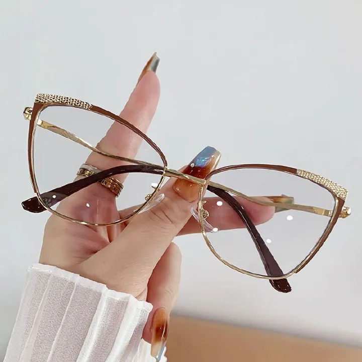 Fashion Anti Blue Light Eyewear Photogray Sunglasses Metal Cat Eye Glasses Photochromic Eyeglasses Sunglasses Blue Light