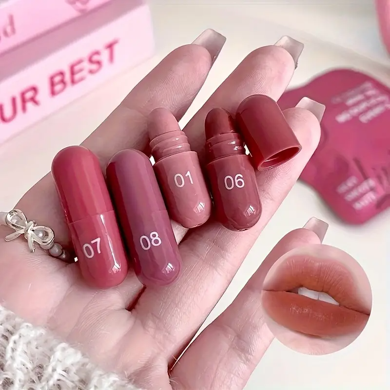 12-Pack Cute Mini Matte Lipstick Set - Rich, Soft, Smooth Pink, Red & Brown Lip Glosses, Easy to Apply, Long-Lasting, Perfect Gift for Makeup Festival, Beginner-Friendly Nourishing Lipstick Kit