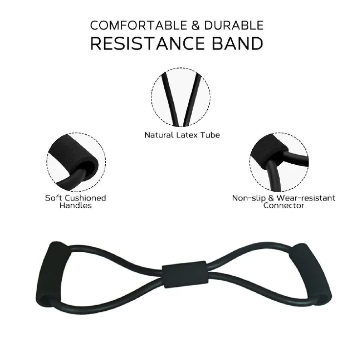 Hot Yoga Gum Fitness Resistance 8 Word Chest Expander Rope Workout Muscle Fitness Rubber Elastic Bands for Sports Exercise