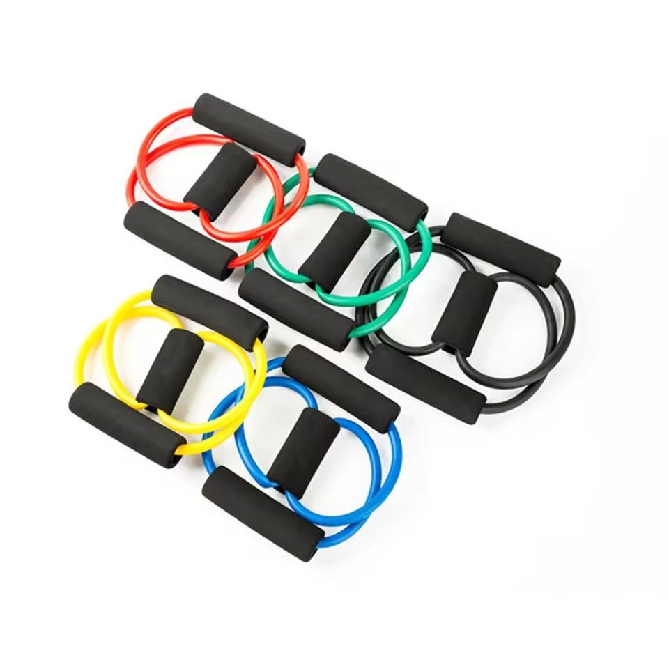 Hot Yoga Gum Fitness Resistance 8 Word Chest Expander Rope Workout Muscle Fitness Rubber Elastic Bands for Sports Exercise