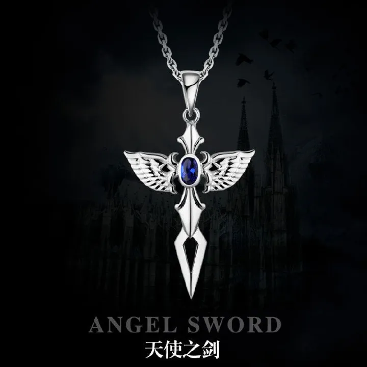 Men's Necklaces Angel Sword Men's Necklace Street hip-hop style sweater chain Cross necklace accessories