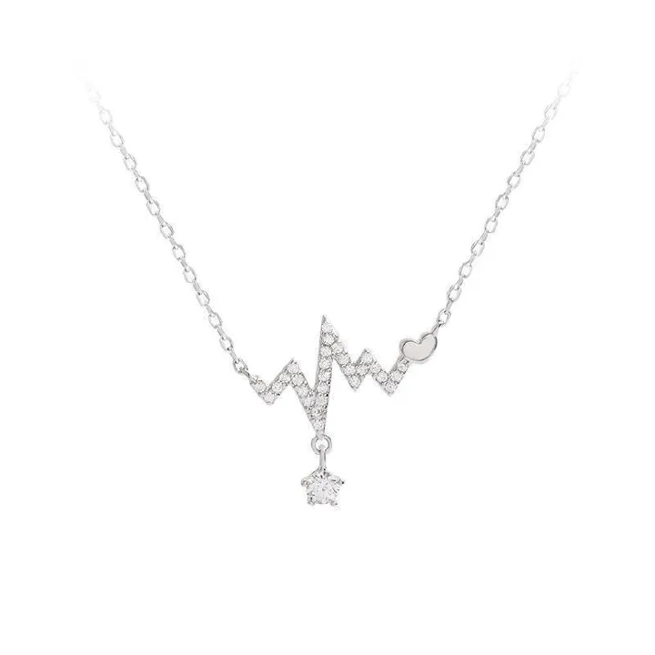 Women's Necklaces Romantic Heartbeat Necklace High-end clavicle chain Sweater Necklace