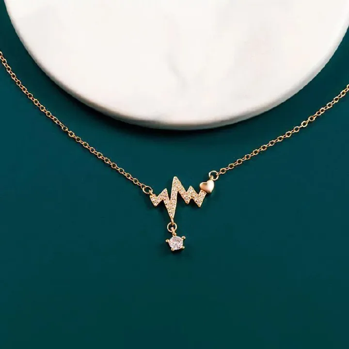 Women's Necklaces Romantic Heartbeat Necklace High-end clavicle chain Sweater Necklace