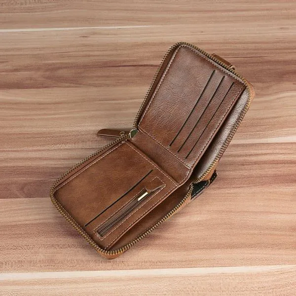 Vintage Small Men's Wallet Pu Leather Short Purse Men Hasp Zipper Clutch Solid Porte Feuille Hommes Porte Monnaie Homme