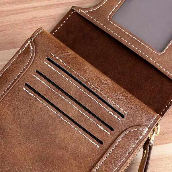 Vintage Small Men's Wallet Pu Leather Short Purse Men Hasp Zipper Clutch Solid Porte Feuille Hommes Porte Monnaie Homme