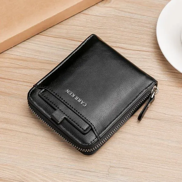 Vintage Small Men's Wallet Pu Leather Short Purse Men Hasp Zipper Clutch Solid Porte Feuille Hommes Porte Monnaie Homme