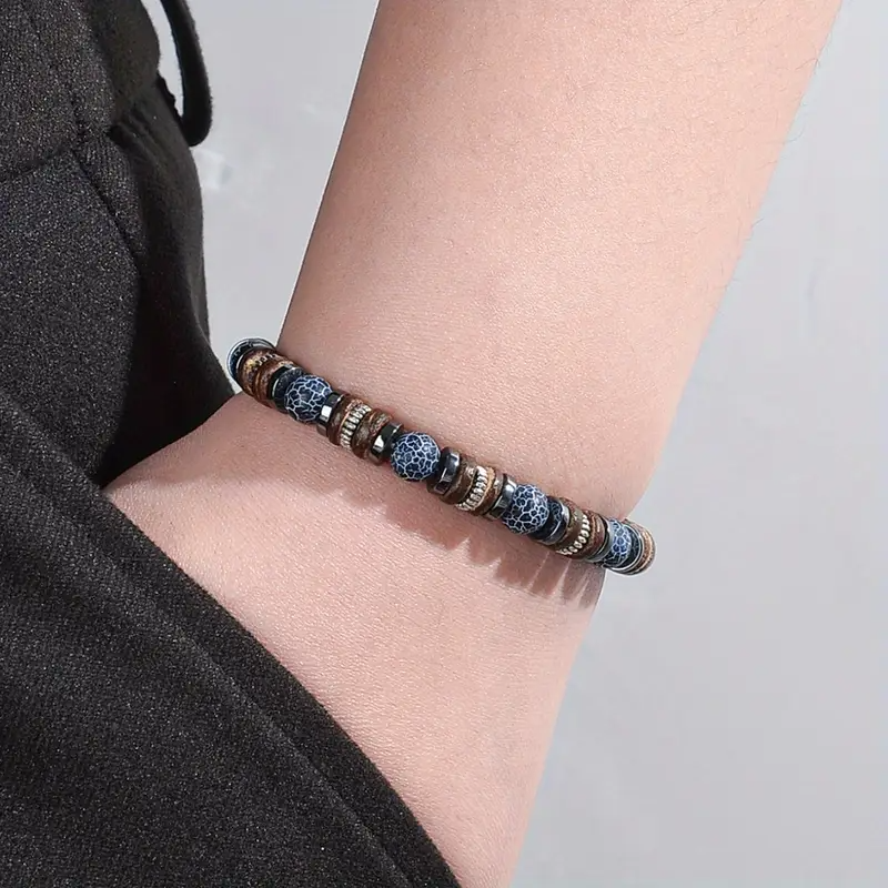 1pc Stylish Natural Stone Beaded Bracelet for Men Women- Cool and Handsome Design, Self-Love Charm, Ideal for Daily Wear & Gift, Everyday Accessory|Stylish Beaded Bracelet|Durable Bracelet