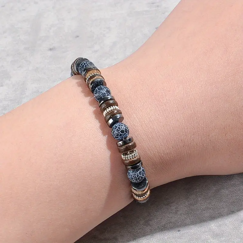 1pc Stylish Natural Stone Beaded Bracelet for Men Women- Cool and Handsome Design, Self-Love Charm, Ideal for Daily Wear & Gift, Everyday Accessory|Stylish Beaded Bracelet|Durable Bracelet