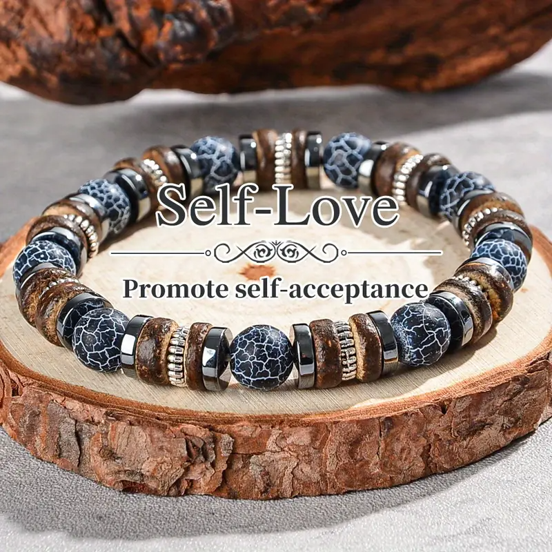 1pc Stylish Natural Stone Beaded Bracelet for Men Women- Cool and Handsome Design, Self-Love Charm, Ideal for Daily Wear & Gift, Everyday Accessory|Stylish Beaded Bracelet|Durable Bracelet
