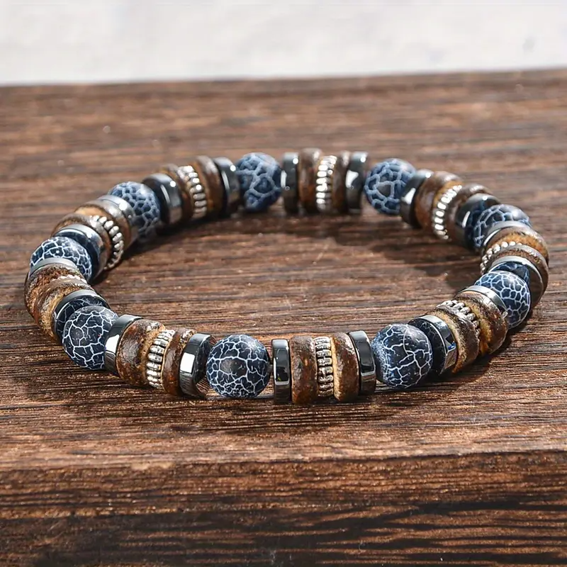 1pc Stylish Natural Stone Beaded Bracelet for Men Women- Cool and Handsome Design, Self-Love Charm, Ideal for Daily Wear & Gift, Everyday Accessory|Stylish Beaded Bracelet|Durable Bracelet