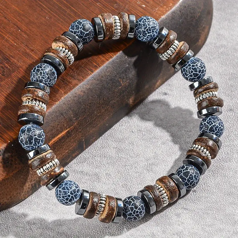 1pc Stylish Natural Stone Beaded Bracelet for Men Women- Cool and Handsome Design, Self-Love Charm, Ideal for Daily Wear & Gift, Everyday Accessory|Stylish Beaded Bracelet|Durable Bracelet