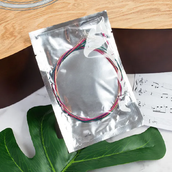 1 Set of 6 PCS Rainbow Colorful Guitar Strings E-A For Acoustic Guitar Classic Guitar Multicolor Guitar Spare Parts