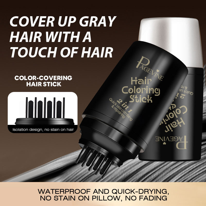 20ML Quick Gray Hair Color Stick-Permanent, Long-Lasting Gray Coverage, Easy Application at Home or On-the-Go, Portable Hair Dye Stick with Applicator Brush,Ideal for Brown/Black Hair