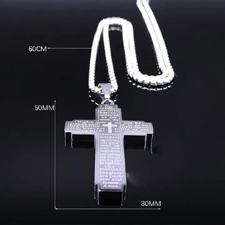 1pcZAKOL Trendy Cross Crucifix Bible Stainless Steel Necklaces For Women Men Gold & Silver Color Metal Clavicle Chain Jewelry