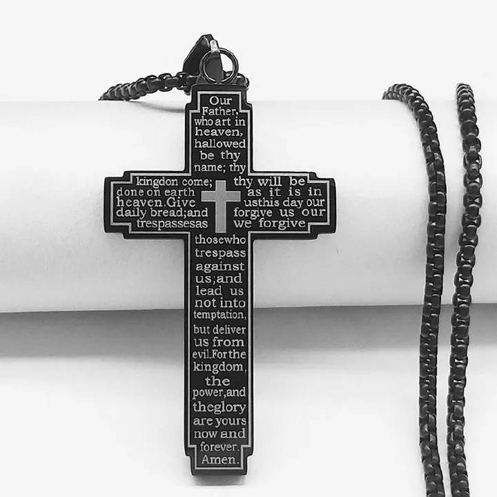 1pcZAKOL Trendy Cross Crucifix Bible Stainless Steel Necklaces For Women Men Gold & Silver Color Metal Clavicle Chain Jewelry
