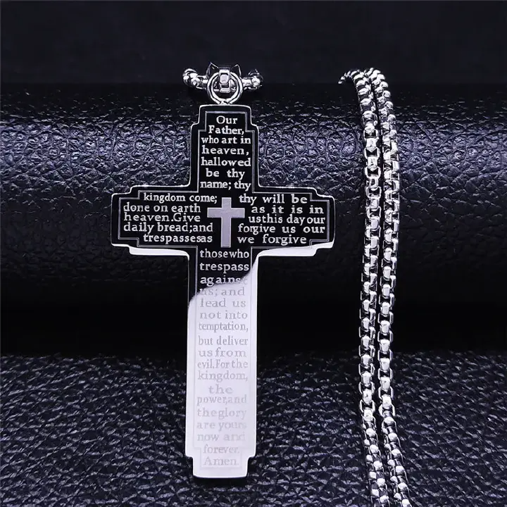 1pcZAKOL Trendy Cross Crucifix Bible Stainless Steel Necklaces For Women Men Gold & Silver Color Metal Clavicle Chain Jewelry