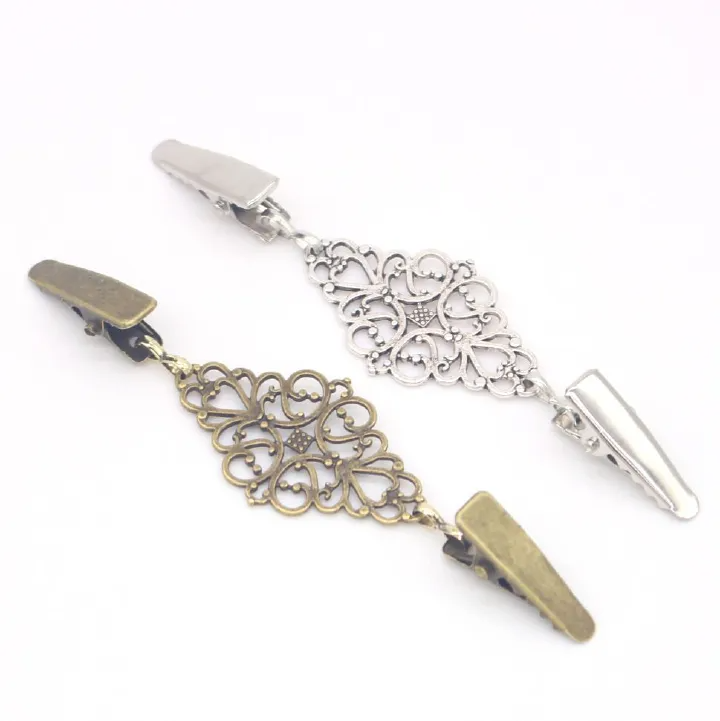1pc Vintage Cardigan Clip Cape Shawl Shirt Sweater Duck Collar Clip Pearl Rhinestone Top Button Clothes Decorative Brooch Pin