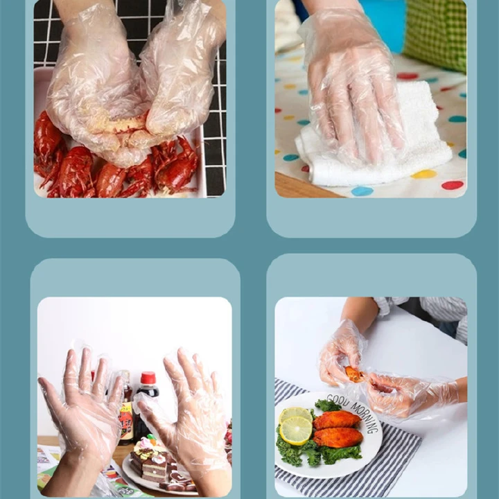 100pcs Disposable Gloves Plastic Gloves Transparent Eco-friendly Cleaning Gloves For DIY Cooking Kitchen Accessories