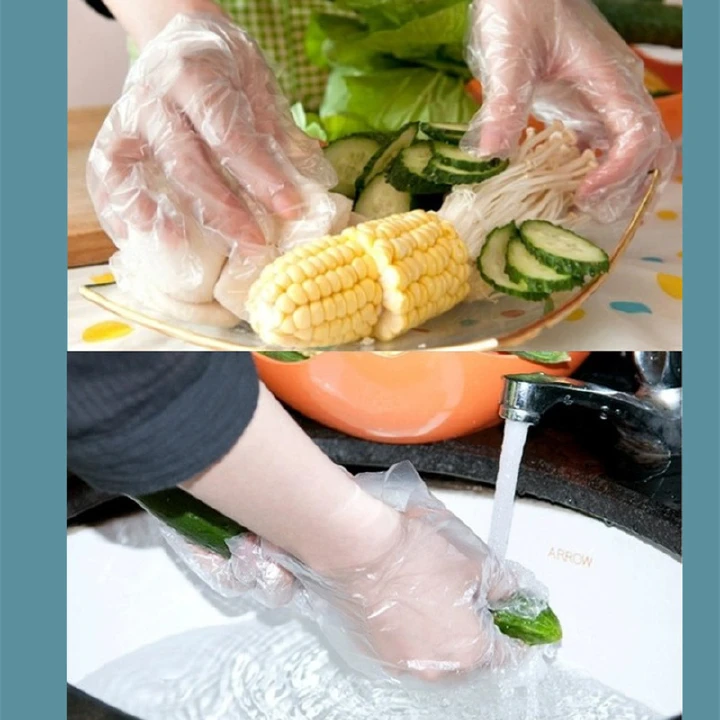 100pcs Disposable Gloves Plastic Gloves Transparent Eco-friendly Cleaning Gloves For DIY Cooking Kitchen Accessories