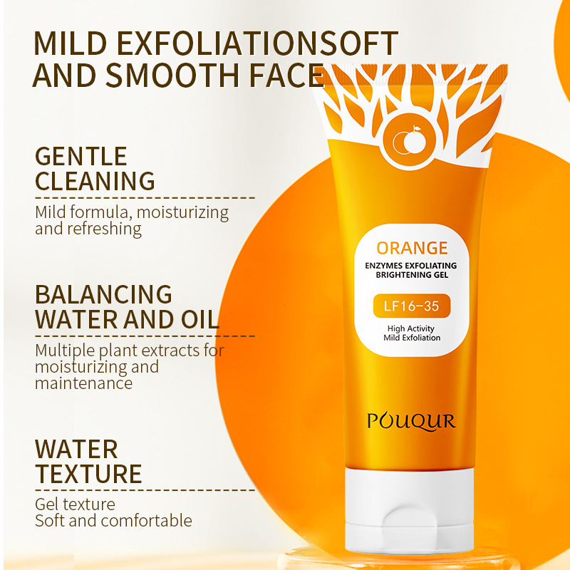 Exfoliating Gel, Moisturizer Face Body Scrub Gel,Deep Cleansing Moisturizing Facial Exfoliator,Natural Orange Peeling Gel Face Scrub Aqua Gel Gentle Exfoliator Clear and Softer Skin Brightening