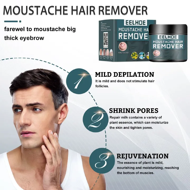 Men's Hair Removal Cream is clean for the body, does not harm the skin, has a gentle facial beard, does not irritate armpits, leg hair, and chest hair