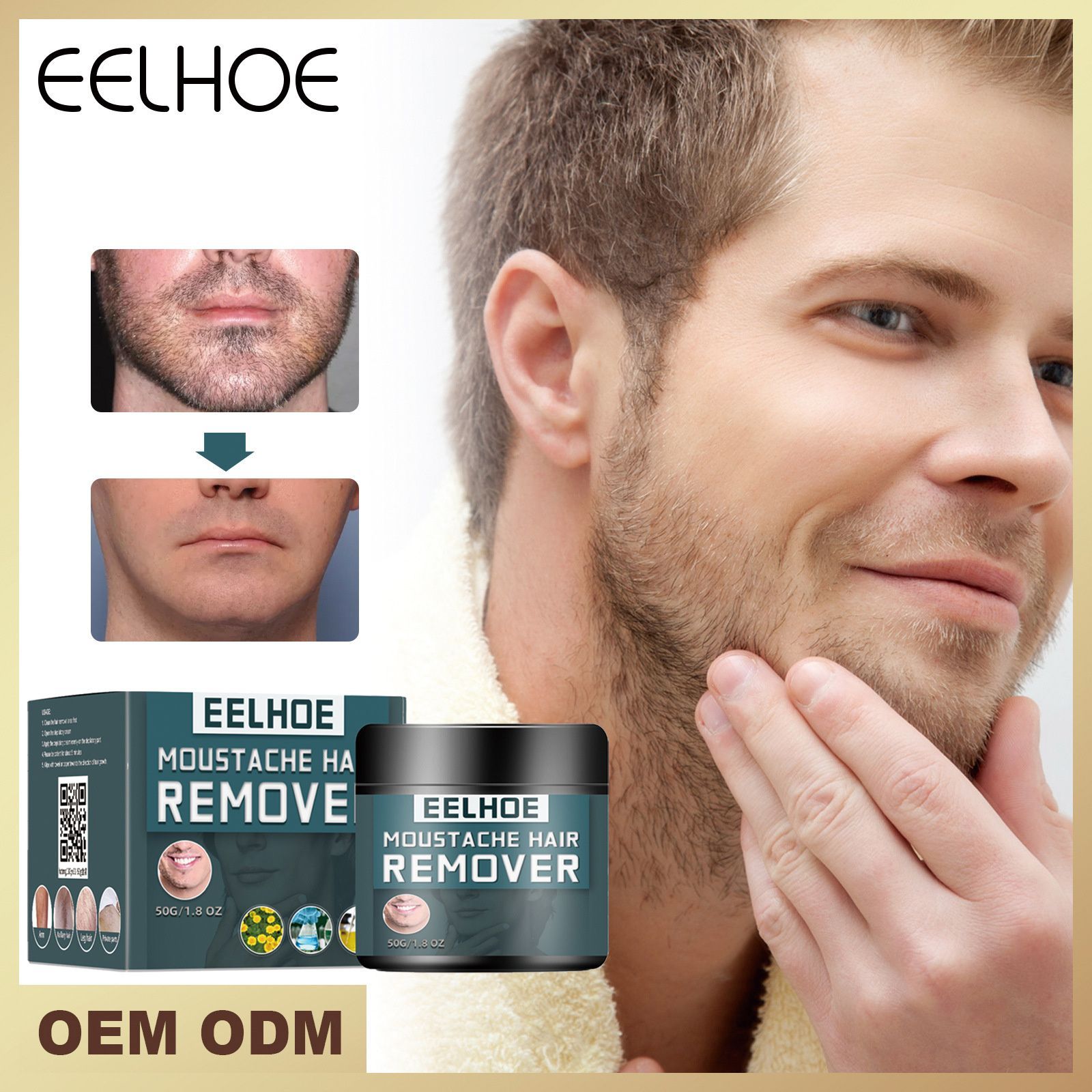 Men's Hair Removal Cream is clean for the body, does not harm the skin, has a gentle facial beard, does not irritate armpits, leg hair, and chest hair