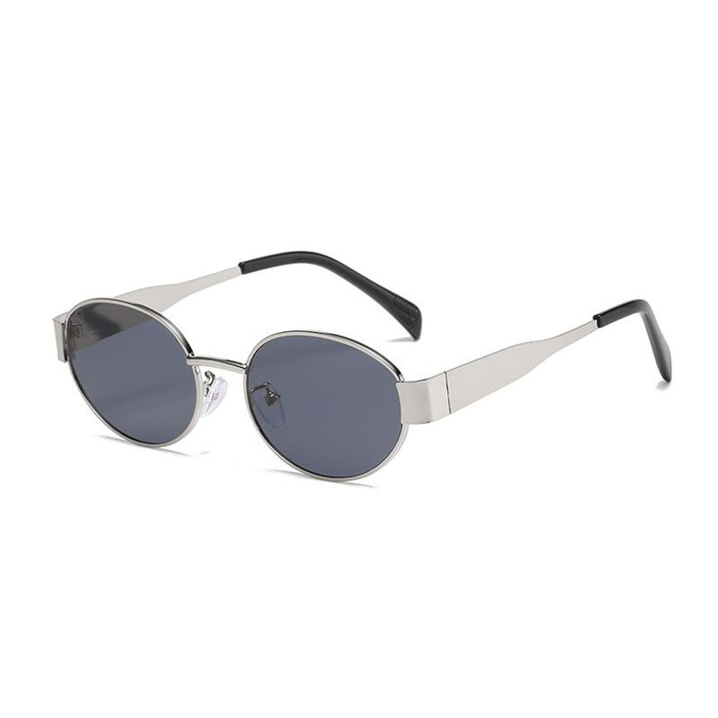 New Trendy Sunglasses, Internet Celebrity Travel, The Same Oval Metal Sunglasses, High Fashion And Thin Sunshade Glasses