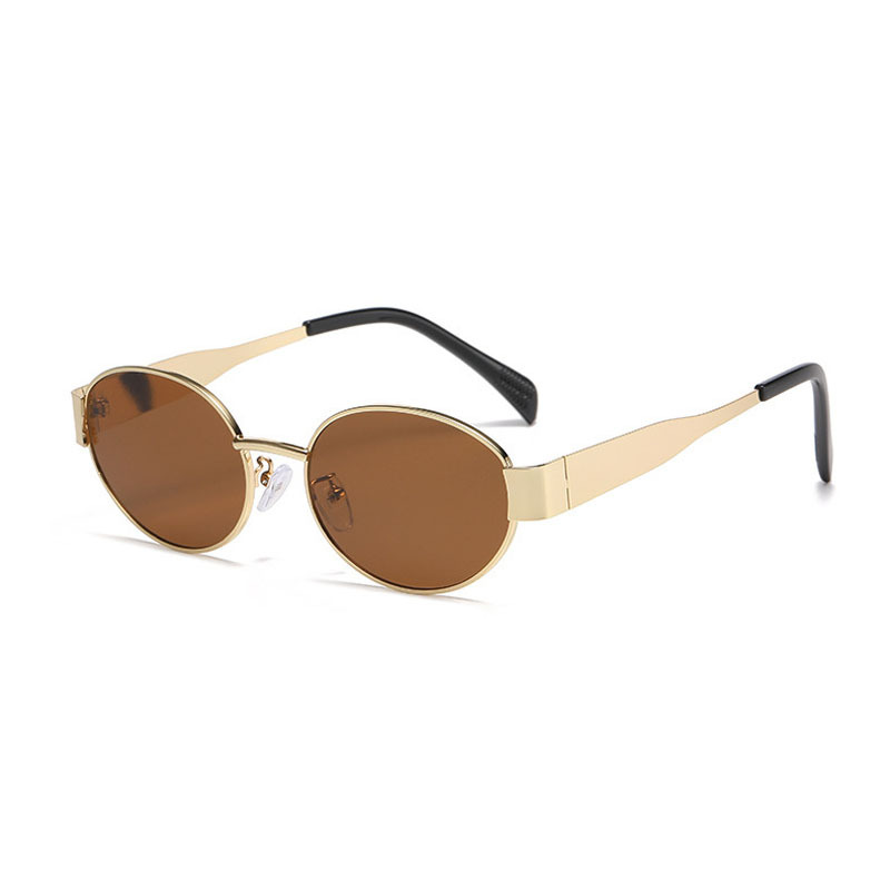 New Trendy Sunglasses, Internet Celebrity Travel, The Same Oval Metal Sunglasses, High Fashion And Thin Sunshade Glasses