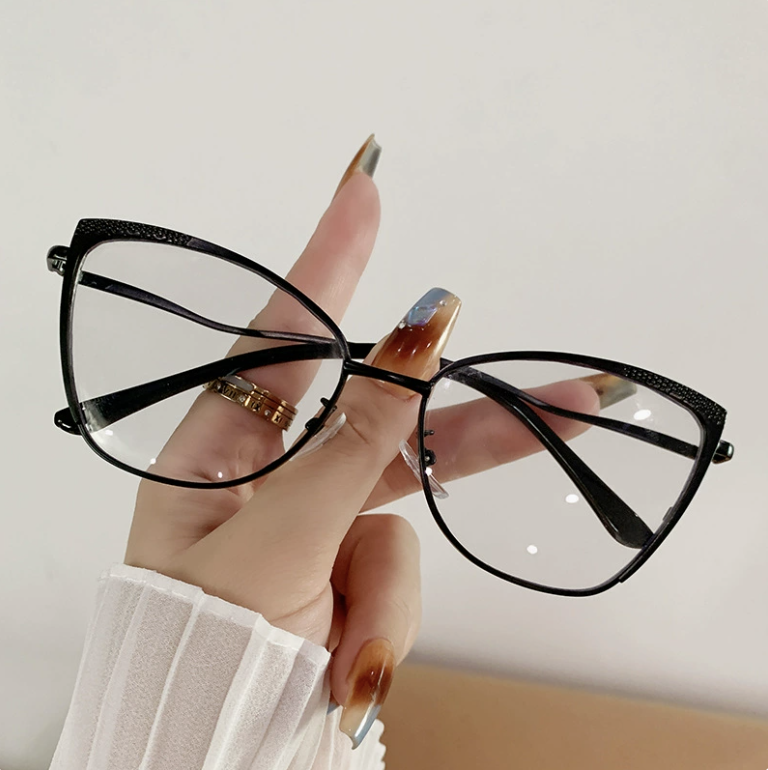 Fashion Anti Blue Light Eyewear Photogray Sunglasses Metal Cat Eye Glasses Photochromic Eyeglasses Sunglasses Blue Light