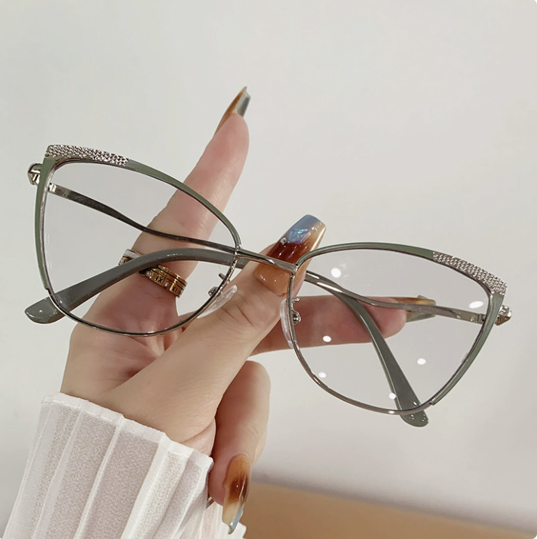 Fashion Anti Blue Light Eyewear Photogray Sunglasses Metal Cat Eye Glasses Photochromic Eyeglasses Sunglasses Blue Light