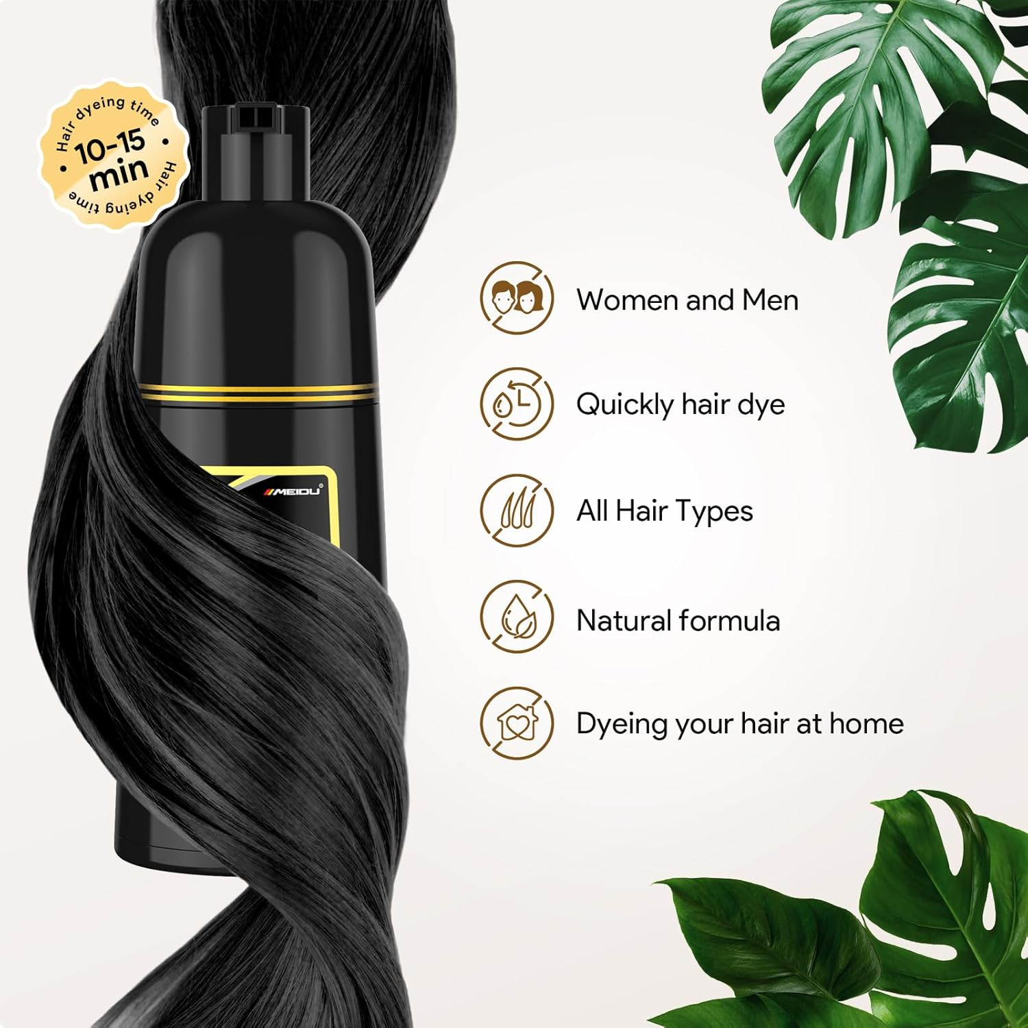 Black Hair Dye Shampoo 3 in 1 for Gray Hair, Black Hair Dye for Women Men/ Hair Color Herbal with Ingredients Natural-Covers Gray Hair Easily: Our hair dye shampoo is quickly change hair color