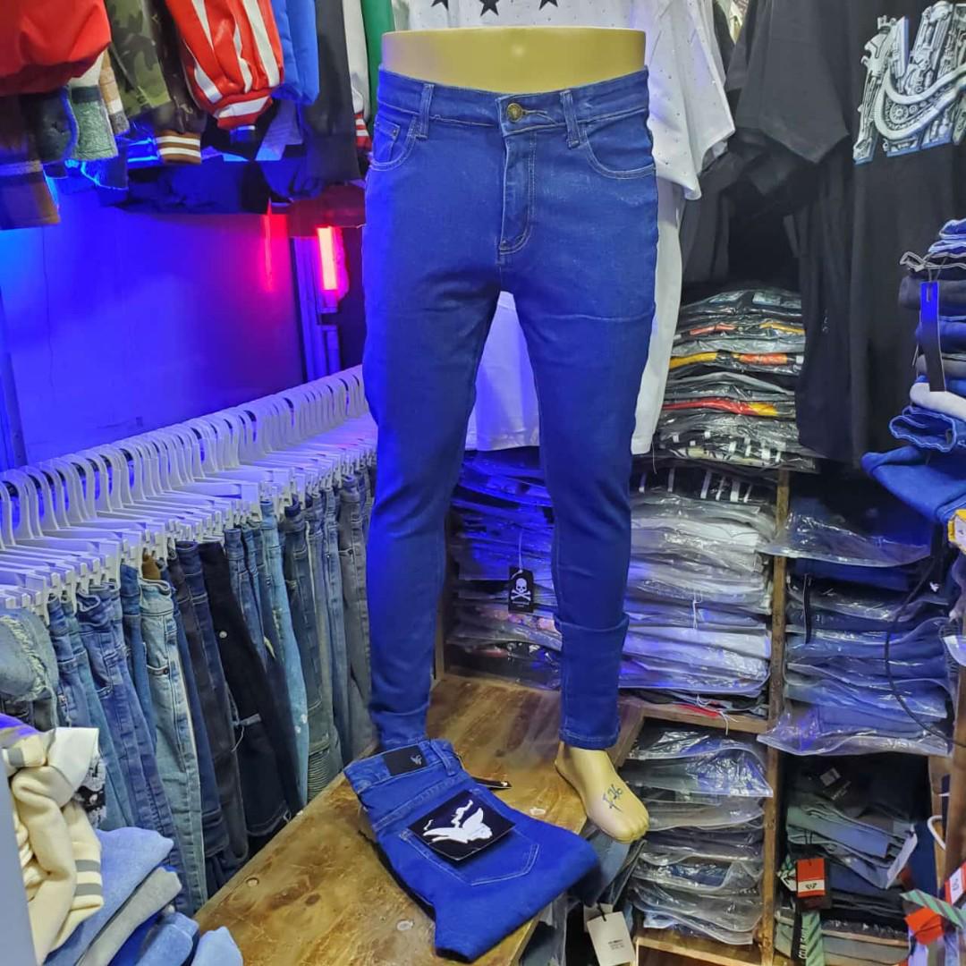 Men slim fit Blue jeans trousers ✅This men side pocket trousers is a high end quality with a slightly stretchy slim fitting design. It Is fashionable and durable. Suitable in all seasons and flexible