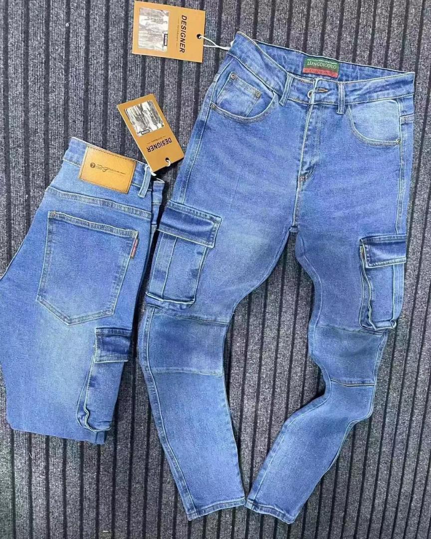 BLUE MEN SIDE POCKET JEANS TROUSER 🎱This men jeans trouser is a high end quality and slightly stretchy, it is durable and fashionable. It's a hard material jeans marking it's durability. It is flexib