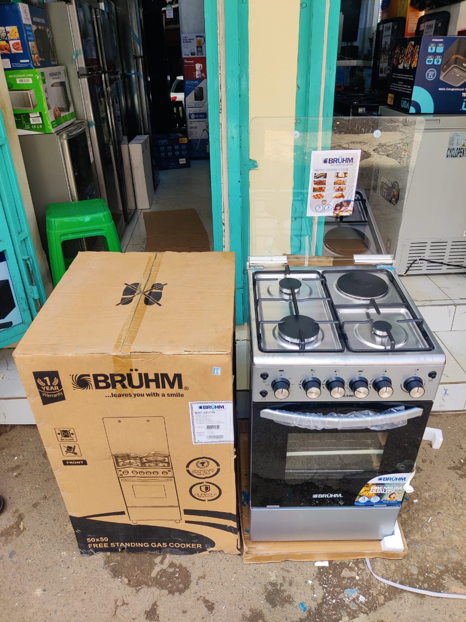 Bruhm Standing Cooker 3G+1E Electric Oven 50cmX55cm