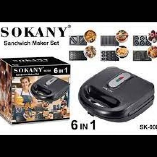 Sokany 750W 6 In1 Sandwich Maker With Grill,Waffle And Snack Makers