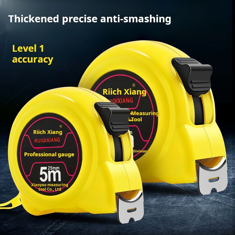 Thickened, anti - smashing, Level 1 accuracy, 5m tape measure, Riich Xiang brand, professional gauge, measuring tool, durable, precise, retractable, locking mechanism, suitable for construction