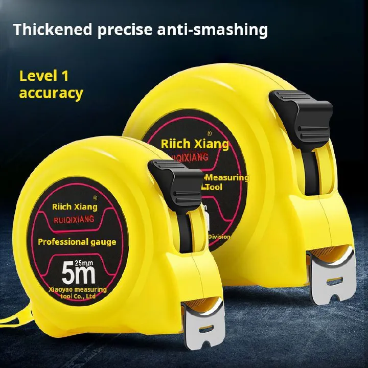 Thickened, anti - smashing, Level 1 accuracy, 5m tape measure, Riich Xiang brand, professional gauge, measuring tool, durable, precise, retractable, locking mechanism, suitable for construction