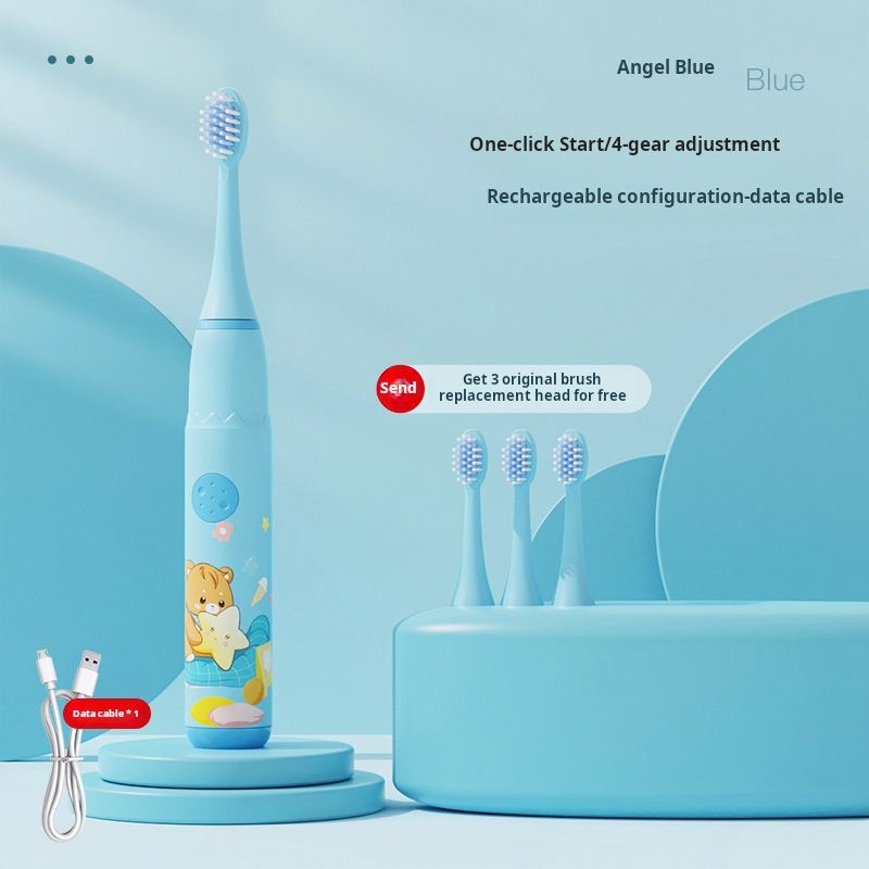 Children's Electric Toothbrush, Multiple Colors (Pink/Blue), Cartoon Animal Patterns , Kid - friendly Design, Oral Care for Kids，This product comes with batteries, not a charging option.