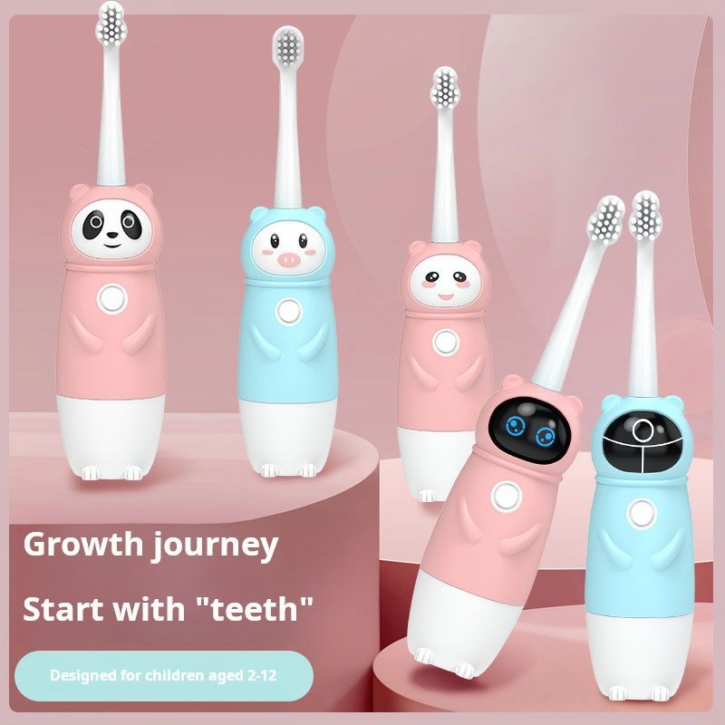 Children's Electric Toothbrush, 2 - 12 Years Old, Cartoon - Shaped, Cute Design, Pink and Blue Colors, Oral Hygiene, Growth Journey, Battery - Operated Toothbrush