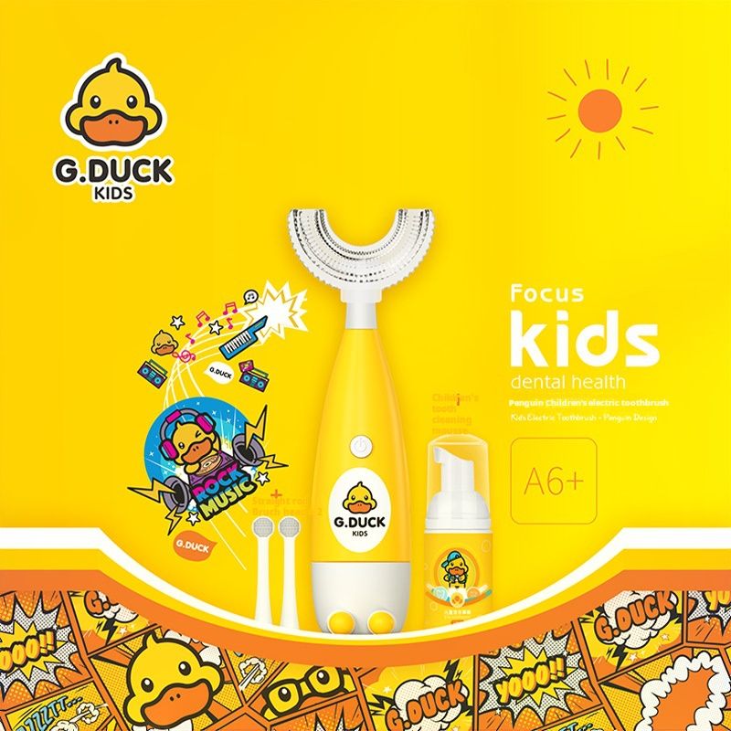 Children's Electric Toothbrush, U - shaped Brush Head, G.DUCK KIDS, 2 + Years Old, 360° All - round Cleaning, Dual Function, Soft Bristles, Oral Hygiene
